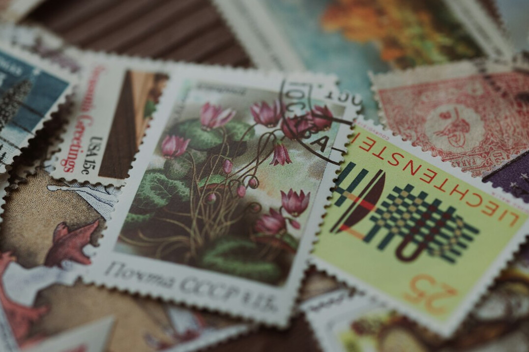 vintage stamp under light